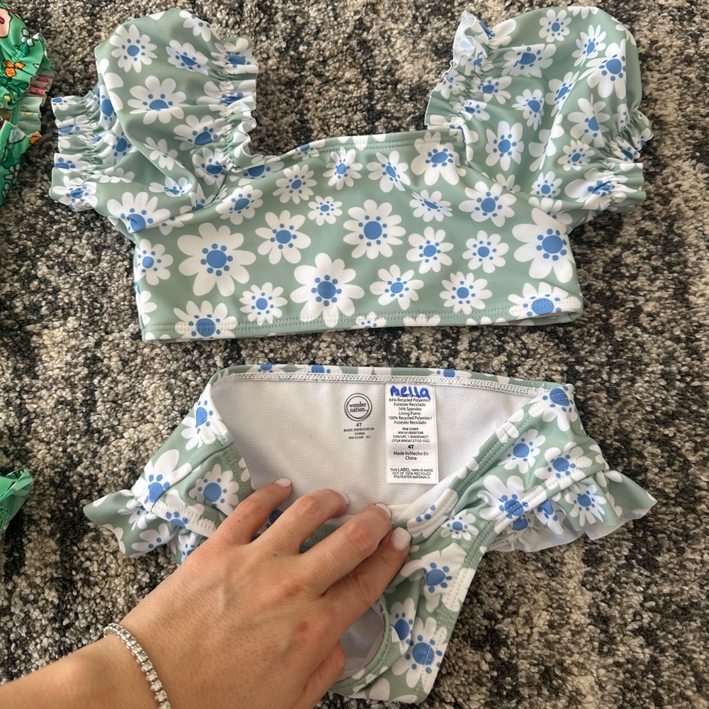 Floral Puff Sleeve Bikini Swim Sets wonder nation cat & Jack 4T - Picture 3 of 3